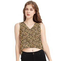 Floral Fusion Print V-neck Cropped Tank Top