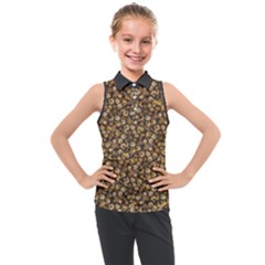 Floral Fusion Print Kids  Sleeveless Polo T-shirt