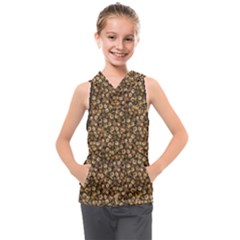 Floral Fusion Print Kids  Sleeveless Hoodie by dflcprintsclothing