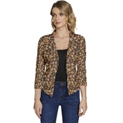 Floral Fusion Print Women s Casual 3/4 Sleeve Spring Jacket by dflcprintsclothing