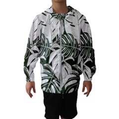 Abstract Art Tropical Leaves Kids  Hooded Windbreaker