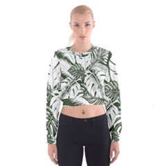 Abstract Art Tropical Leaves Cropped Sweatshirt