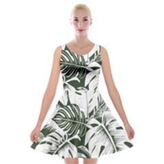 Abstract Art Tropical Leaves Velvet Skater Dress