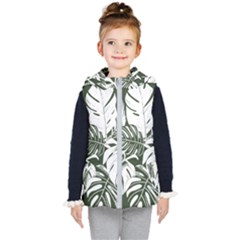 Abstract Art Tropical Leaves Kids  Hooded Puffer Vest