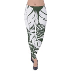 Abstract Art Tropical Leaves Velvet Leggings