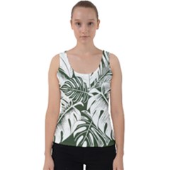 Abstract Art Tropical Leaves Velvet Tank Top by Valentinaart