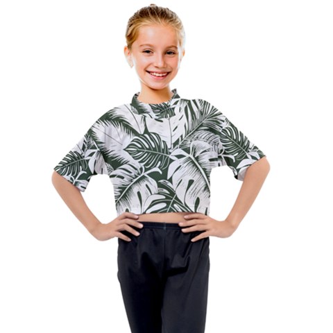 Abstract Art Tropical Leaves Kids Mock Neck T-shirt by Valentinaart