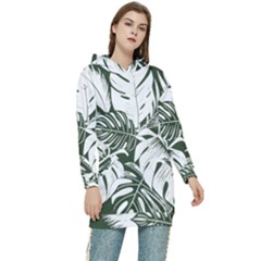 Abstract Art Tropical Leaves Women s Long Oversized Pullover Hoodie