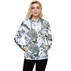 Abstract Art Tropical Leaves Women s Lightweight Drawstring Hoodie