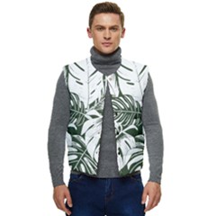 Abstract Art Tropical Leaves Men s Button Up Puffer Vest	