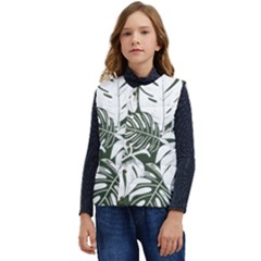 Abstract Art Tropical Leaves Kid s Button Up Puffer Vest	