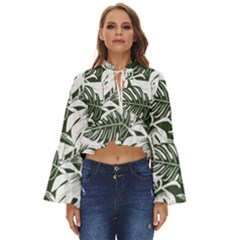 Abstract Art Tropical Leaves Boho Long Bell Sleeve Top