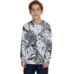 Abstract Art Tropical Leaves Kids  Crewneck Sweatshirt