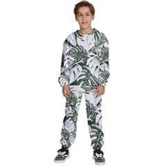 Abstract Art Tropical Leaves Kids  Sweatshirt Set