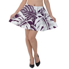 Abstract Art Tropical Leaves Velvet Skater Skirt