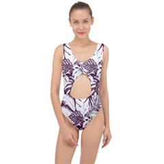 Abstract Art Tropical Leaves Center Cut Out Swimsuit