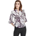 Abstract Art Tropical Leaves Loose Horn Sleeve Chiffon Blouse View1