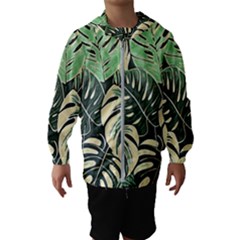 Abstract Art Tropical Leaves Kids  Hooded Windbreaker