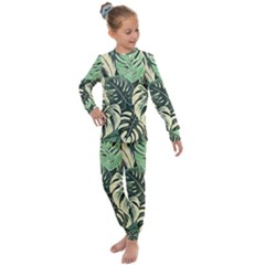 Abstract Art Tropical Leaves Kids  Long Sleeve Set 