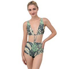 Abstract Art Tropical Leaves Tied Up Two Piece Swimsuit by Valentinaart