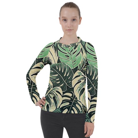 Abstract Art Tropical Leaves Women s Pique Long Sleeve T-shirt by Valentinaart