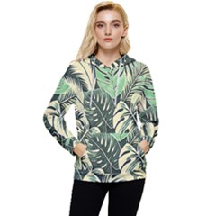 Abstract Art Tropical Leaves Women s Lightweight Drawstring Hoodie