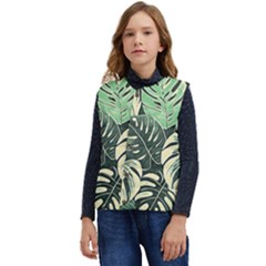 Abstract Art Tropical Leaves Kid s Button Up Puffer Vest	