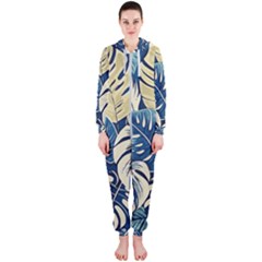 Abstract Art Tropical Leaves Hooded Jumpsuit (ladies)