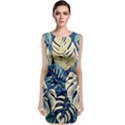 Abstract Art Tropical Leaves Sleeveless Velvet Midi Dress View1