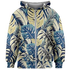 Abstract Art Tropical Leaves Kids  Zipper Hoodie Without Drawstring