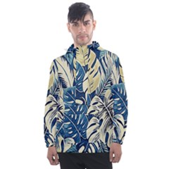 Abstract Art Tropical Leaves Men s Front Pocket Pullover Windbreaker