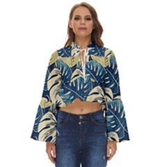 Abstract Art Tropical Leaves Boho Long Bell Sleeve Top