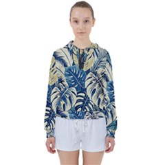 Abstract Art Tropical Leaves Women s Tie Up Sweat