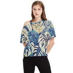 Abstract Art Tropical Leaves One Shoulder Cut Out T-shirt by Valentinaart