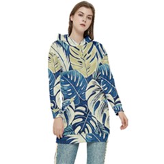 Abstract Art Tropical Leaves Women s Long Oversized Pullover Hoodie