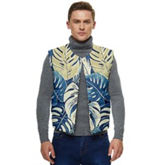 Abstract Art Tropical Leaves Men s Button Up Puffer Vest	