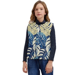 Abstract Art Tropical Leaves Kid s Button Up Puffer Vest	