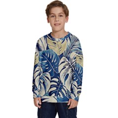 Abstract Art Tropical Leaves Kids  Crewneck Sweatshirt