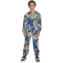 Abstract Art Tropical Leaves Kids  Sweatshirt Set