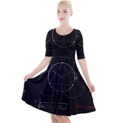 Math Board Circuit Circuits Computer Shield Tech Technology Quarter Sleeve A-line Dress With Pockets by Loisa77