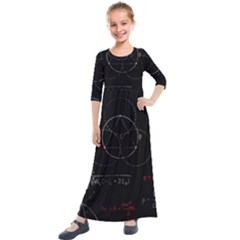 Math Board Circuit Circuits Computer Shield Tech Technology Kids  Quarter Sleeve Maxi Dress by Loisa77