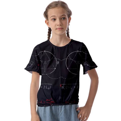 Math Board Circuit Circuits Computer Shield Tech Technology Kids  Cuff Sleeve Scrunch Bottom T-shirt by Loisa77