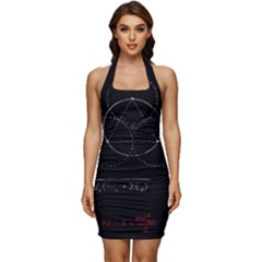 Math Board Circuit Circuits Computer Shield Tech Technology Sleeveless Wide Square Neckline Ruched Bodycon Dress by Loisa77