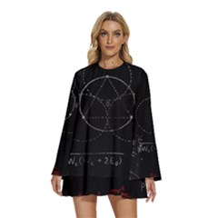 Math Board Circuit Circuits Computer Shield Tech Technology Round Neck Long Sleeve Bohemian Style Chiffon Mini Dress by Loisa77