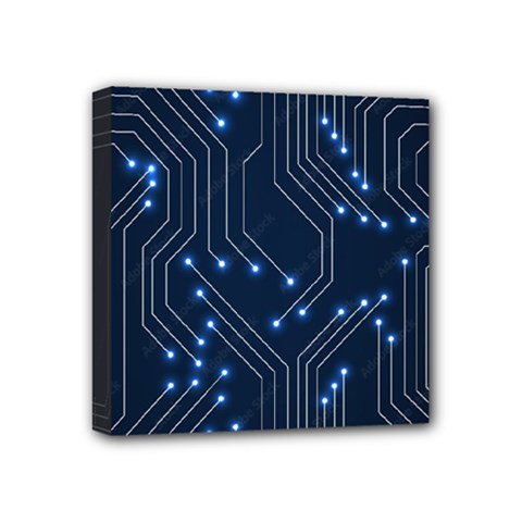 Seamless Pattern Of Glowing Circuit Board Neon Technology Mini Canvas 4  X 4  (stretched) by Loisa77