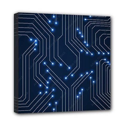 Seamless Pattern Of Glowing Circuit Board Neon Technology Mini Canvas 8  X 8  (stretched) by Loisa77