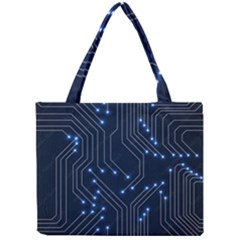 Seamless Pattern Of Glowing Circuit Board Neon Technology Mini Tote Bag by Loisa77