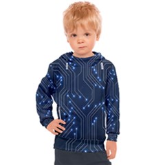 Seamless Pattern Of Glowing Circuit Board Neon Technology Kids  Hooded Pullover by Loisa77