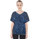 Seamless Pattern Of Glowing Circuit Board Neon Technology V-Neck Dolman Drape Top View1