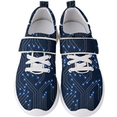 Seamless Pattern Of Glowing Circuit Board Neon Technology Men s Velcro Strap Shoes by Loisa77